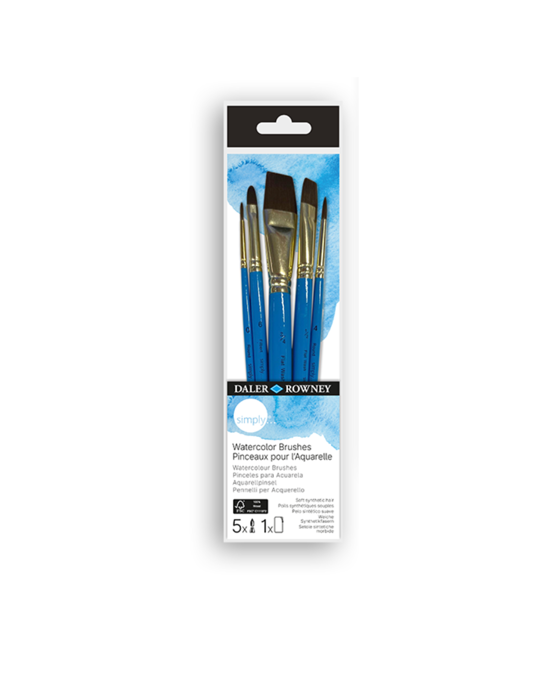 Set pinceles de acuarela simply - 5 unidades