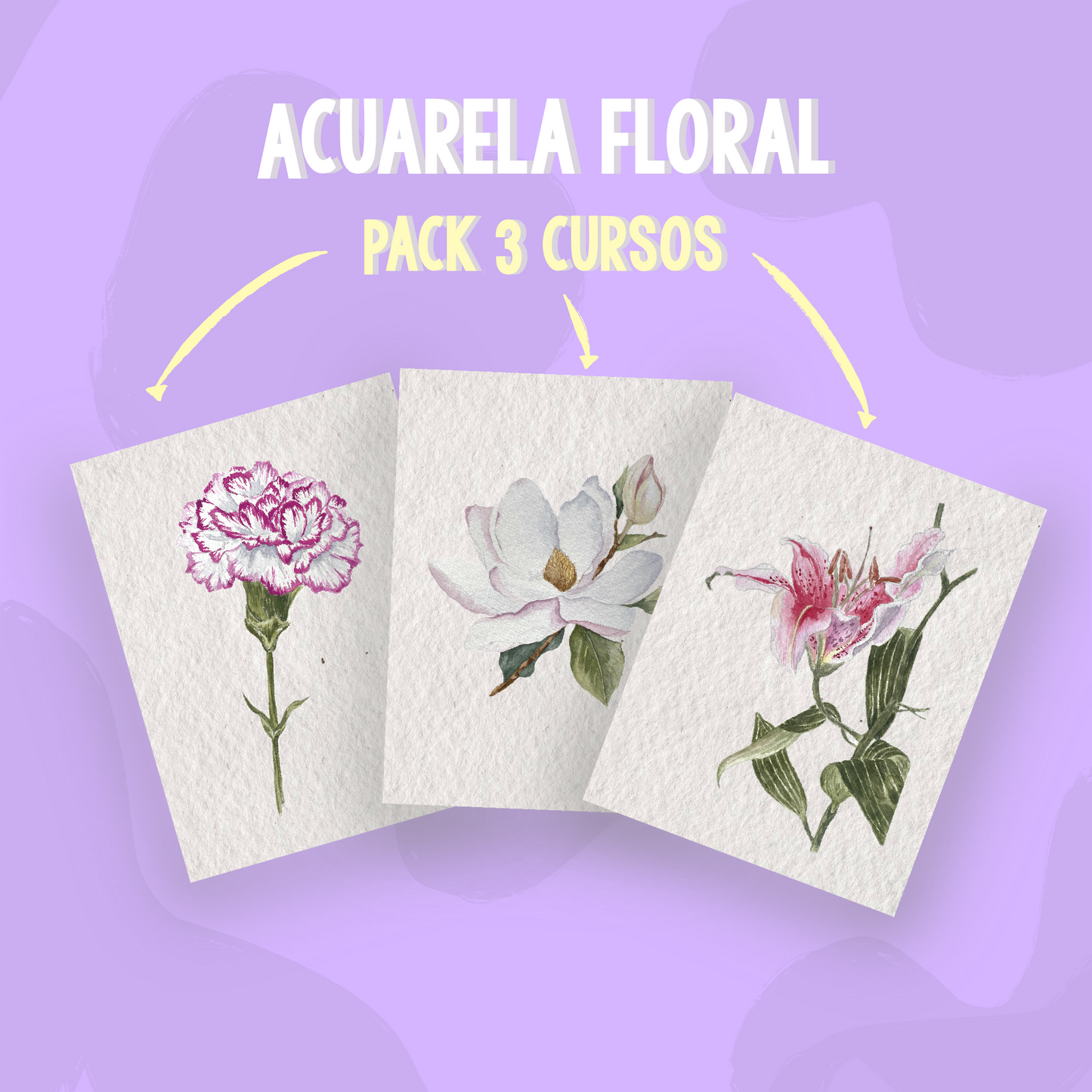 ACUARELA FLORAL - 3 CURSOS EN 1