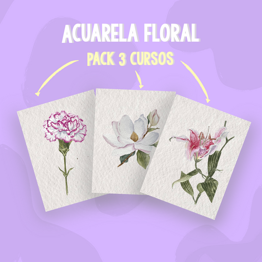 ACUARELA FLORAL - 3 CURSOS EN 1